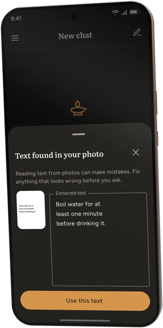 Text found in your photo: Boil water for at least one minute before drinking it